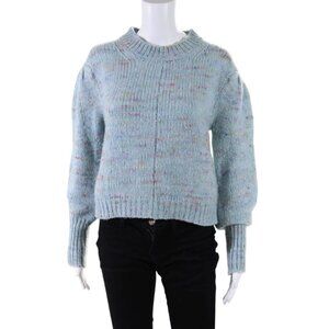 Something Navy Cable Knit Sweater Womens Medium Blue Long Sleeve Alpaca Wool